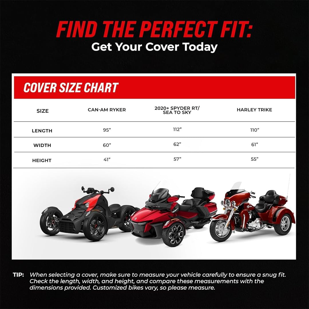 Badass Moto Waterproof for Can-Am Spyder RT Limited Cover 2020-2026, Gray | All-weather waterproof outdoor storage; fits Can-Am Spyder RT Limited cover 2020-2026 Sea to Sky; Spyder RT cover