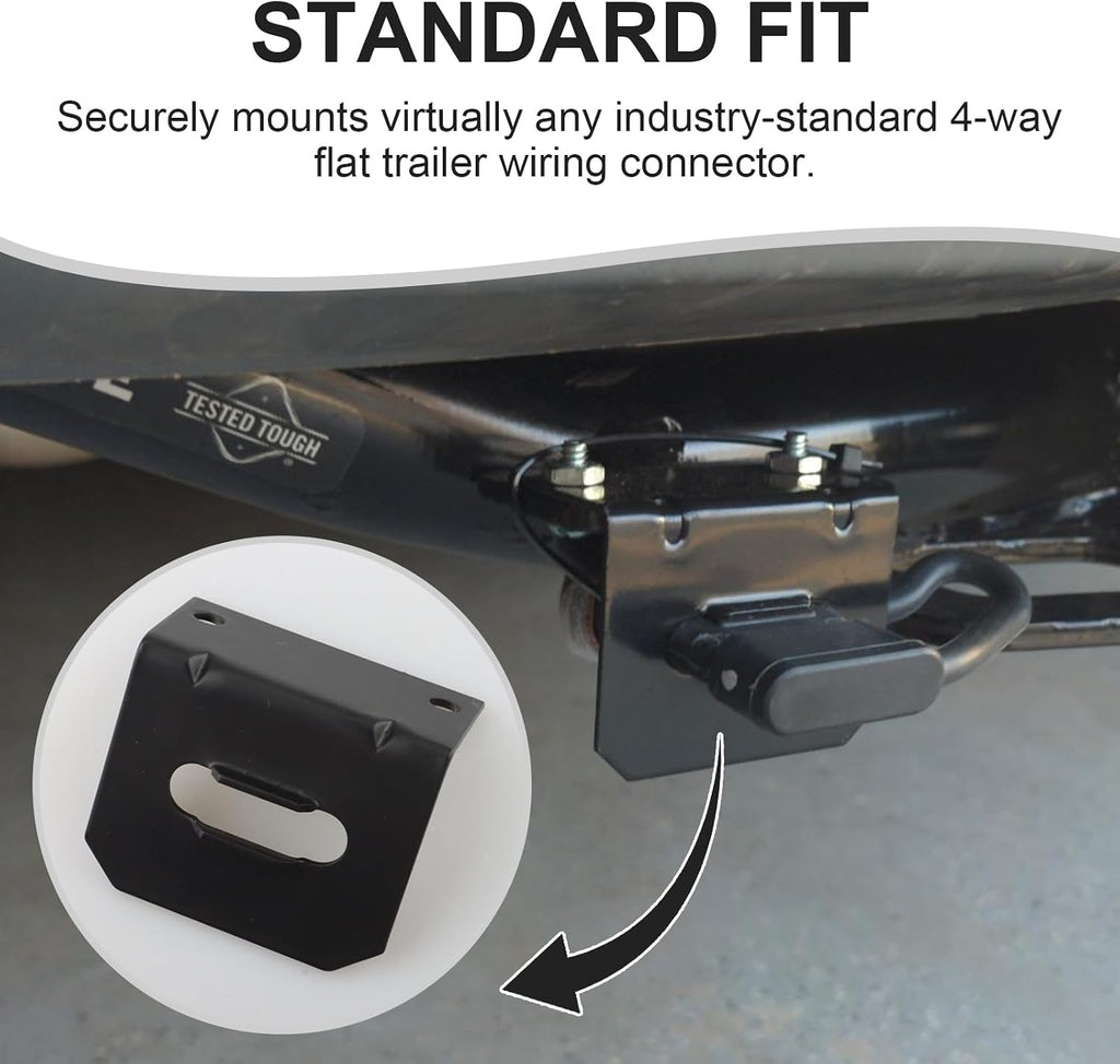 Universal Receiver Trailer Mounting Bracket, Compatible with 58300 58301, for 4 Way Trailer Plug and Trailers Wire Connector,Vehicle-Side Trailer Wiring Harness Mounting Bracket