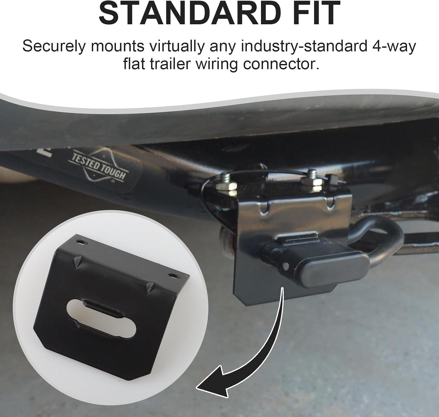 Universal Receiver Trailer Mounting Bracket, Compatible with 58300 58301, for 4 Way Trailer Plug and Trailers Wire Connector,Vehicle-Side Trailer Wiring Harness Mounting Bracket