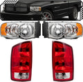 EPIC LIGHTING OE Fit Halogen Headlights Tail Lights Compatible with DGE 02-05 RAM 1500 03-05 RAM 2500 3500 [ 55077121AG 55077121AE 55077347AD 55077347AF ] Combo 4-Piece