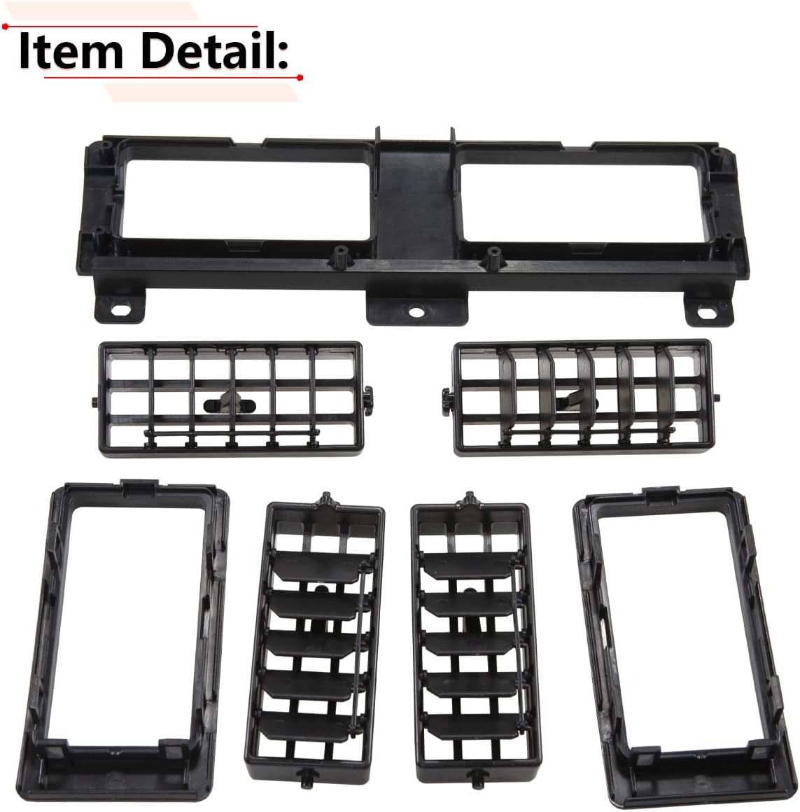 RLB-HILON Dashboard Heater Air Vent Grille Set Compatible with Nissan Model | for Navara D21 Hardbody Pickup 1986 to 1997 Year, Black Color