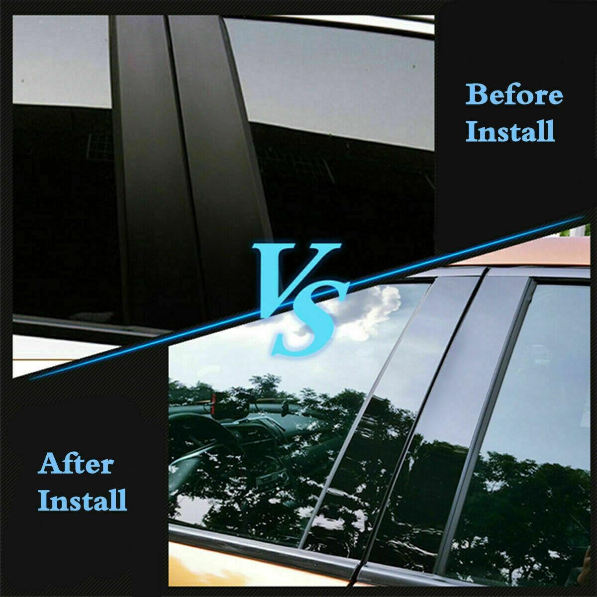 6pcs Black Exterior Door Window Pillar Posts Molding Cover Panel Trim Stickers Side Door Window Cover Trim Replacement for Dodge Charger 2011‑2021