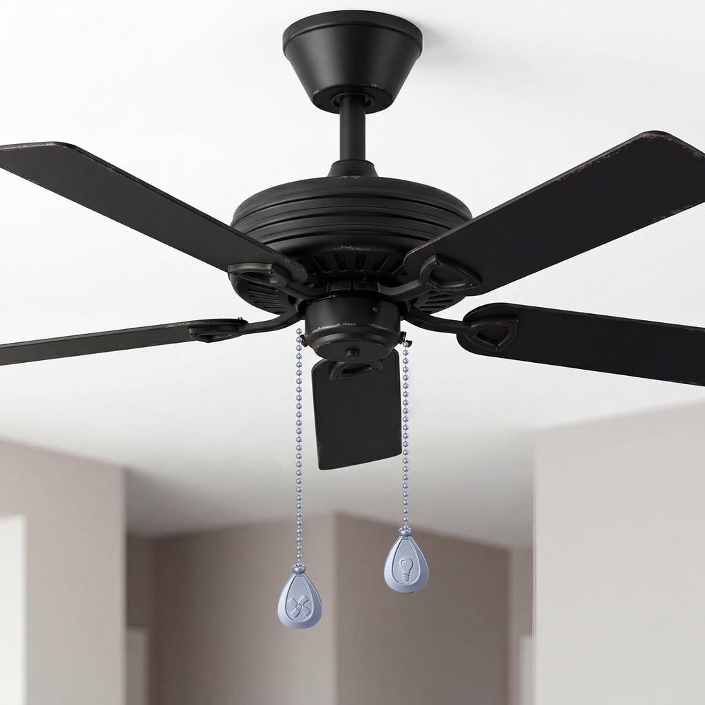 Patelai 4 Pieces Ceiling Fan Pull Chain Extender Ornament 12 Inch Ceiling Pull Chain Extension Classic Drop Shaped Pendant Beaded Ball Cord for Fan light lamp decorative with Connector(Silver Gray)