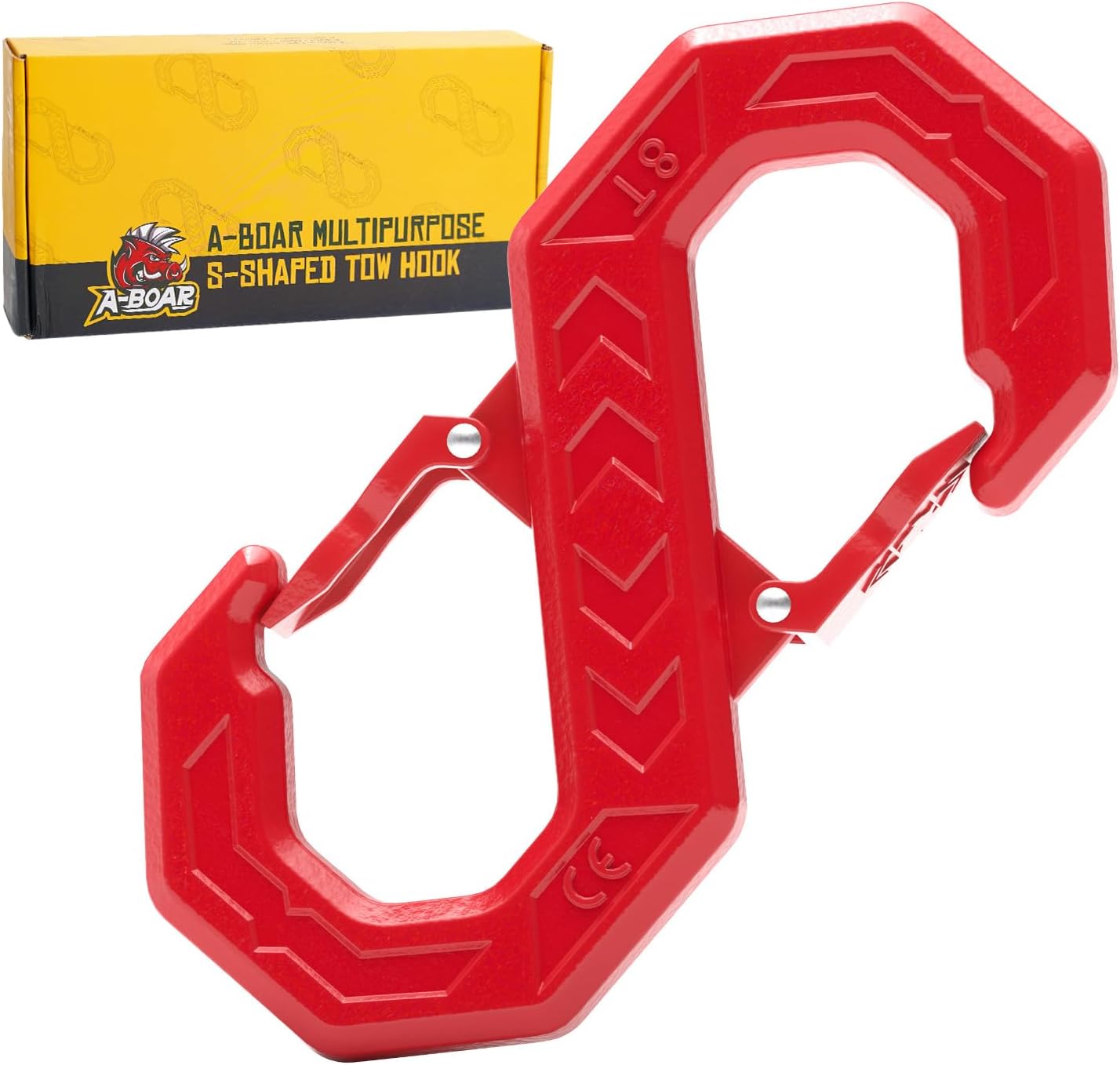 3/8" Tow Hook, S-Shaped Winch Hook, 33,000lbs Breaking Strength, G80 Heavy Duty Forged Steel, Fast Connect Easy Release Winch Shackle Towing Hook for Trucks, SUVs, ATVs, Trailers, Red