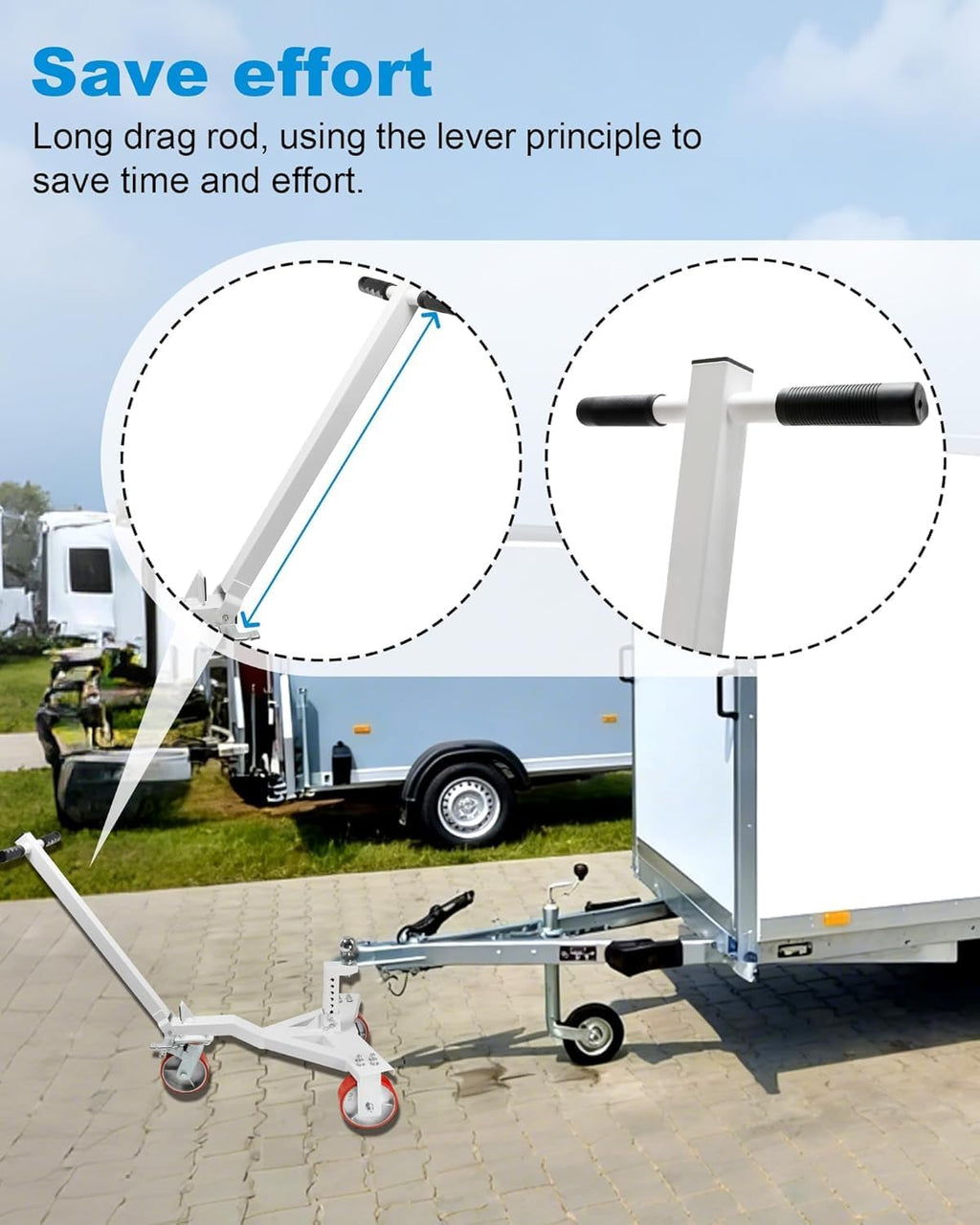 Heavy Duty Trailer Dolly, with 2-5/16 inch Ball | 3500 lb Tongue Weight Trailer Mover Dolly, Angle Adjustable, Suitable for RV Boat Motorcycle Jet Ski