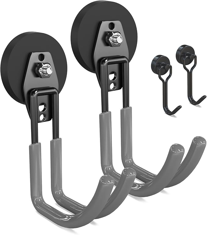 3-H Heavy Duty Magnet Garage Hooks 2 Pack, J Shape Strong Magnetic Hooks by 3-H