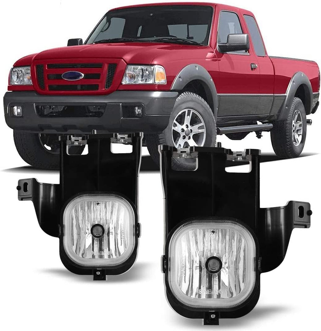 Winjet OEM Fog Light for Ford Ranger 2006-2007 Factory Style OE Fitment Replacement Fog Light A Pair Set Clear Lens