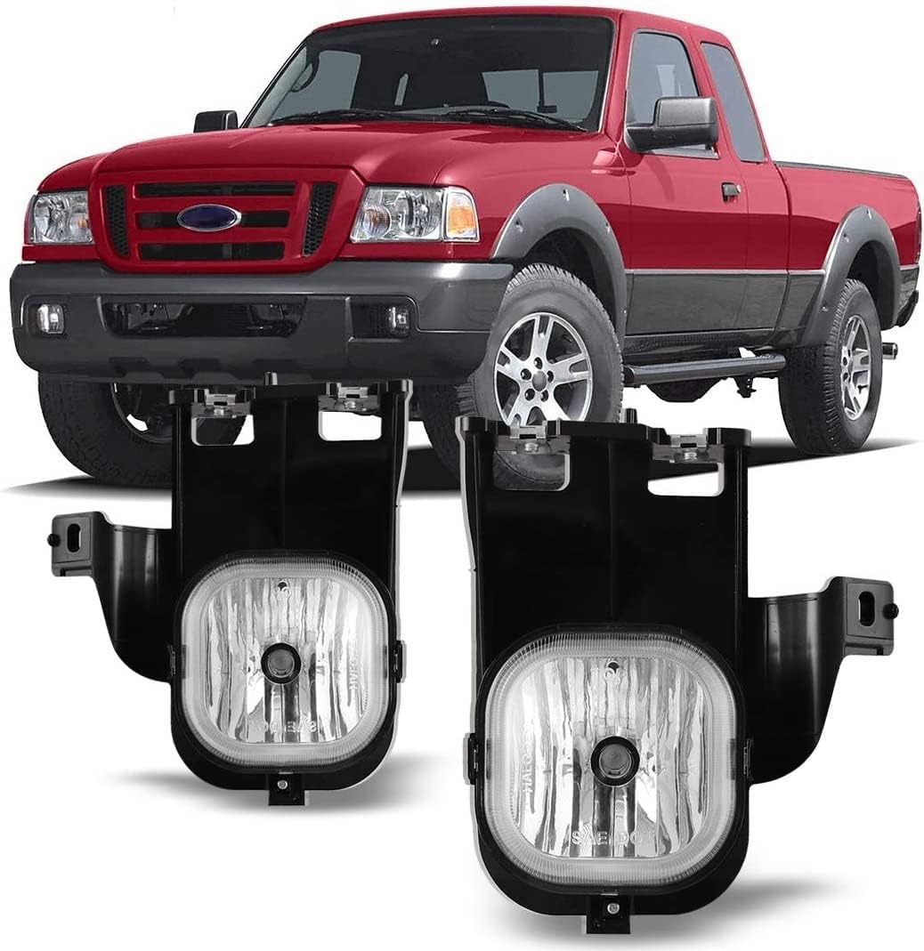 Winjet OEM Fog Light for Ford Ranger 2006-2007 Factory Style OE Fitment Replacement Fog Light A Pair Set Clear Lens