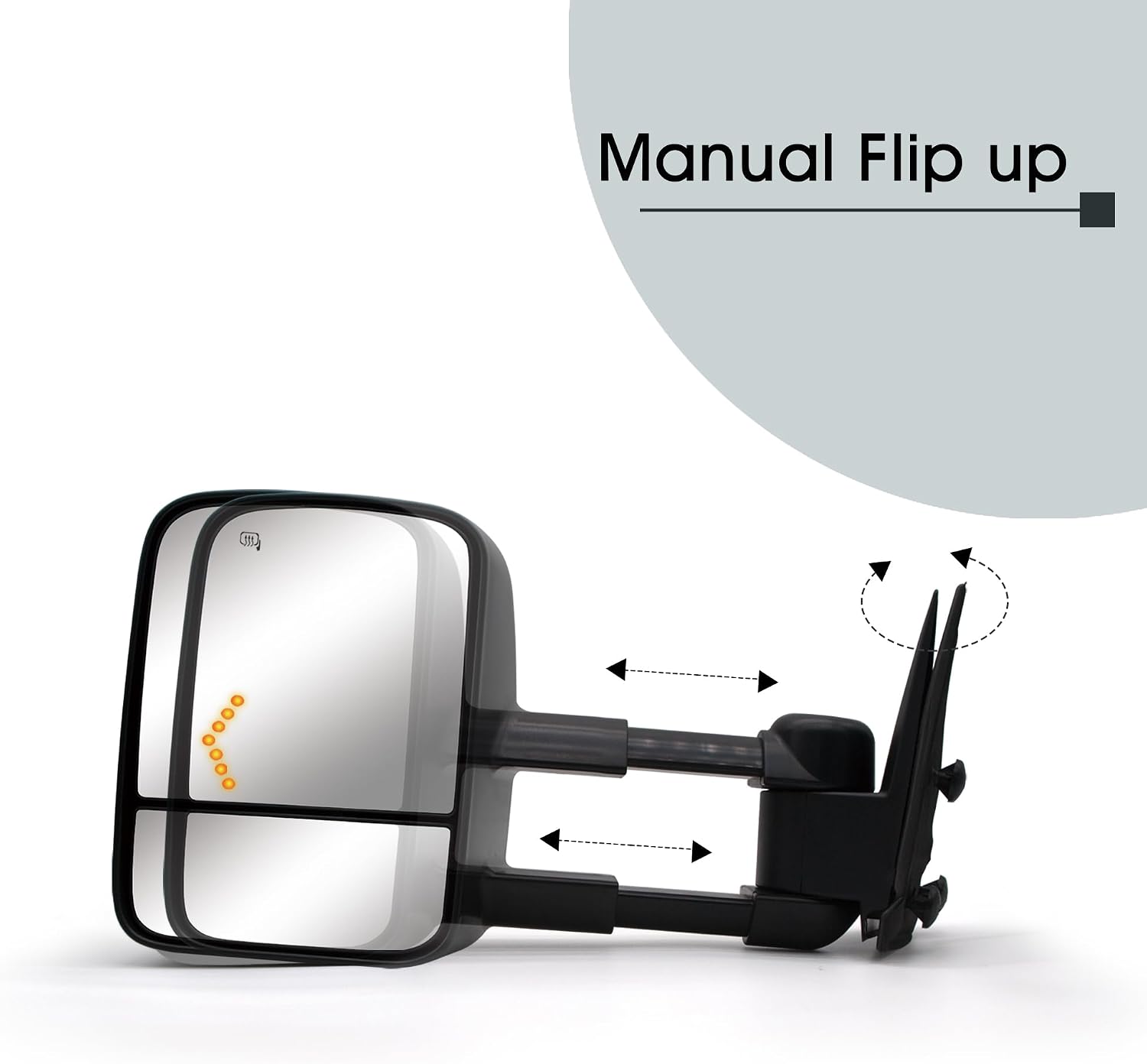 NEYASU Power Heated Pair Towing Mirrors fit for 1999 2000 2001 2002 Chevy Silverado GMC Sierra 1500 2500 3500 Yukon XL Tahoe Denali Avalanche Suburban Arrow Light Manual Telescopic LH RH