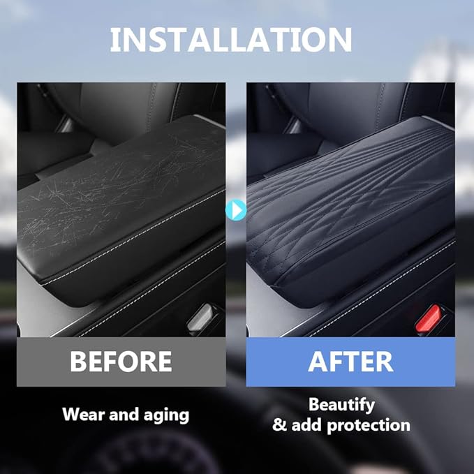 2025 Upgrade Universal Style Memory Cotton Car Armrest Box Pad, New Leather Car - Image 3