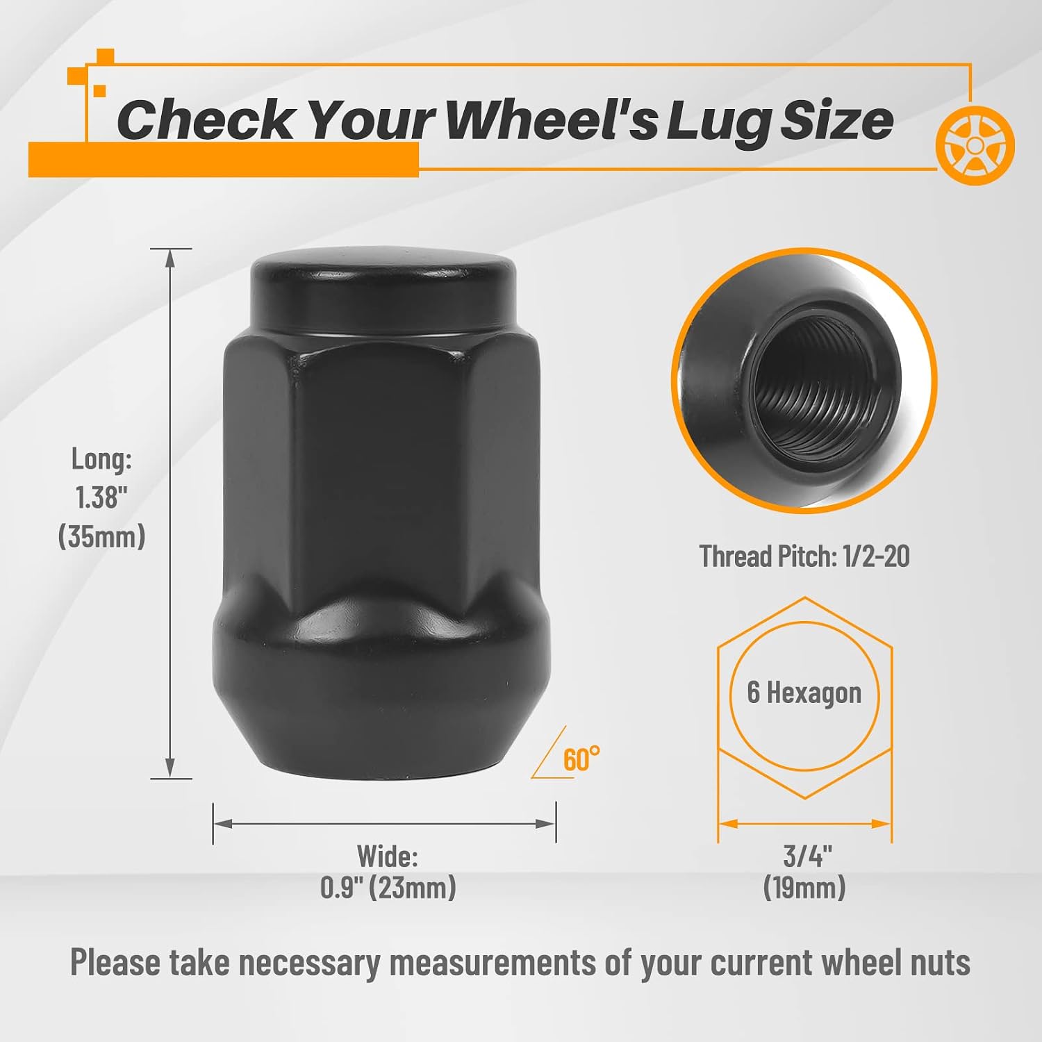 MIKKUPPA 20PCS 1/2-20 Lug Nuts - Replacement for 1991-2018 Ford Explorer, 1990-2012 Ranger, 1964-2014 Mustang Aftermarket Wheel - Black Bulge Acorn Closed End Solid Tire Lug Nut