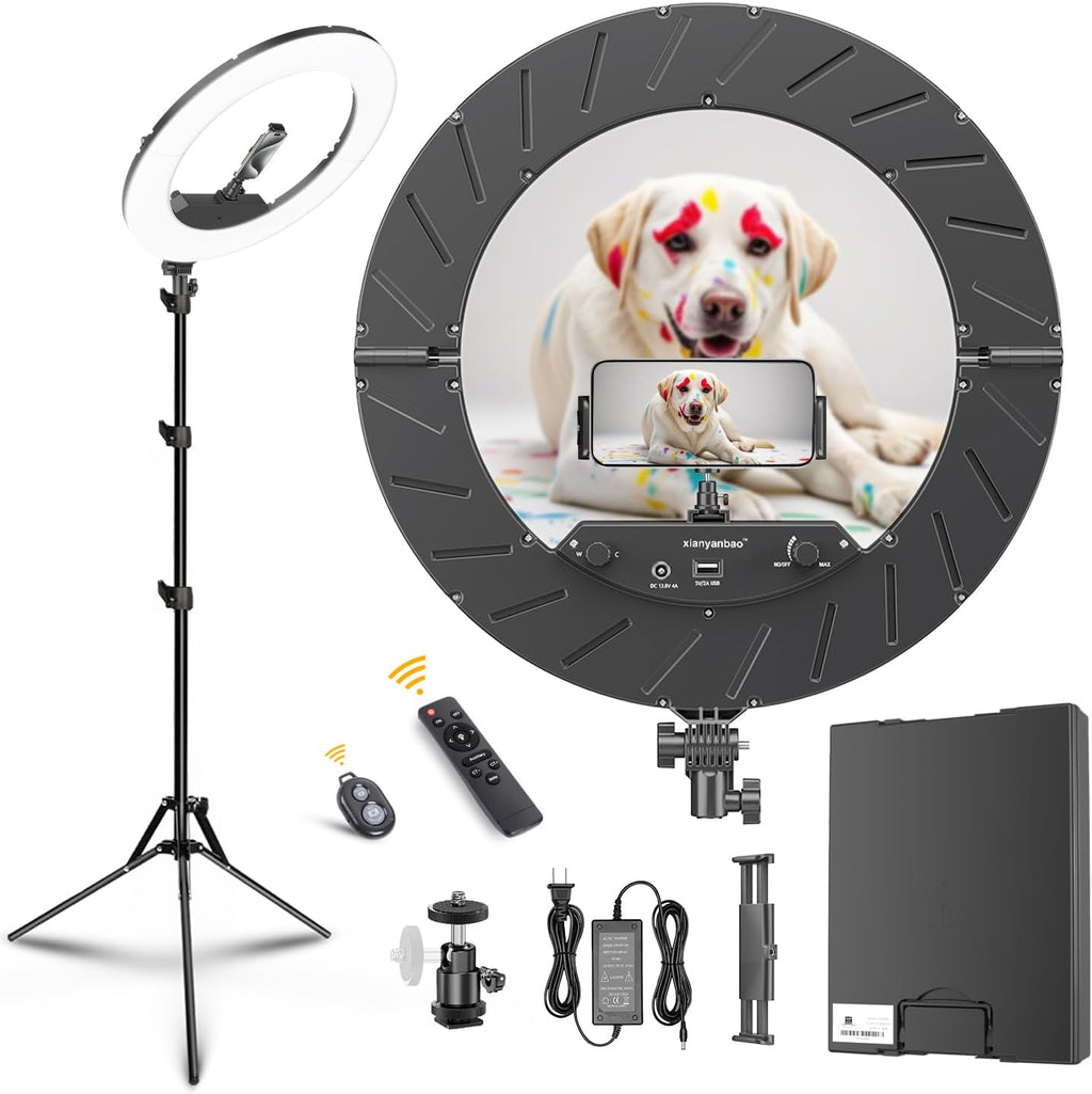 18 inch ring light kit, 55w6700k dimmable led, main product view