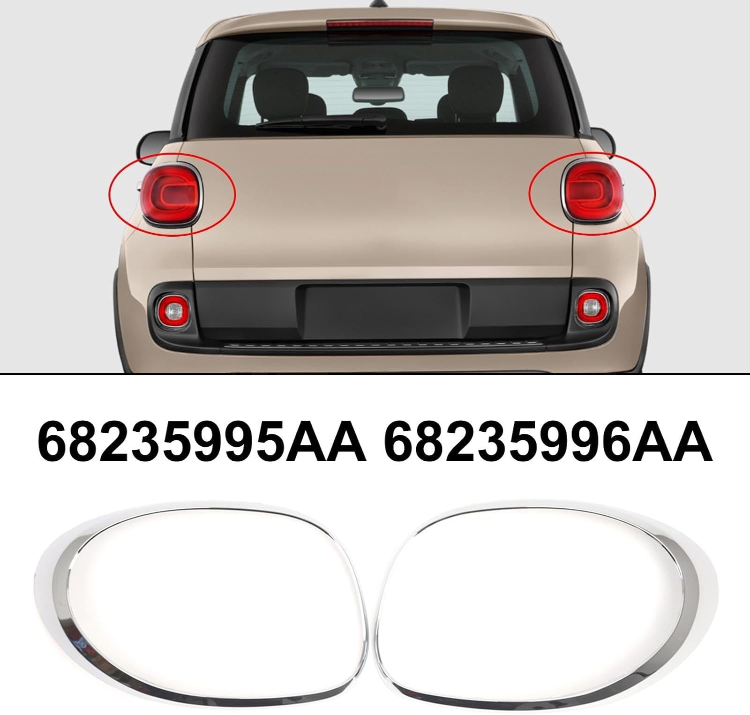 Silver Rear Taillight Trim Frame for Fiat 500L 2014-2020,ABS Light Bezel Cover Replace 68235995AA 68235996AA,2 Pack