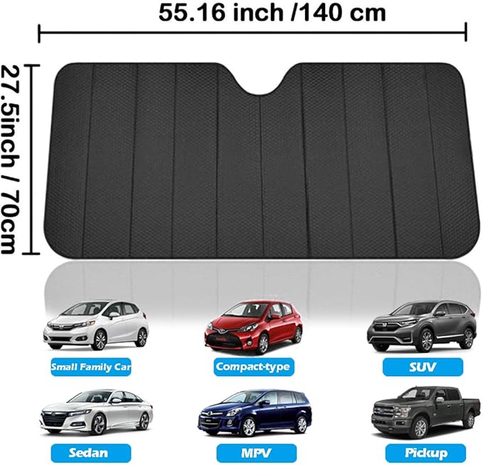 Big Hippo Front Car Sun Shade Windshield, Jumbo/Standard Sunshade Keeps Vehicle - Image 2