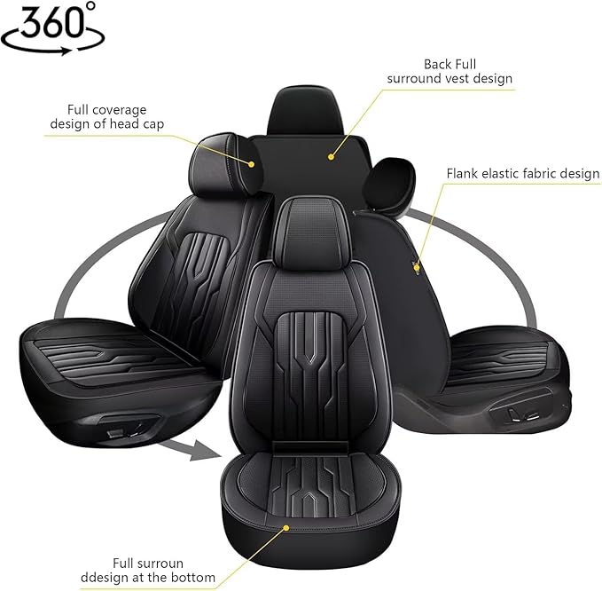 YORKNEIC Fit for Hyundai Kona Seat Covers 2018-2025: Leather Waterproof Car - Image 7