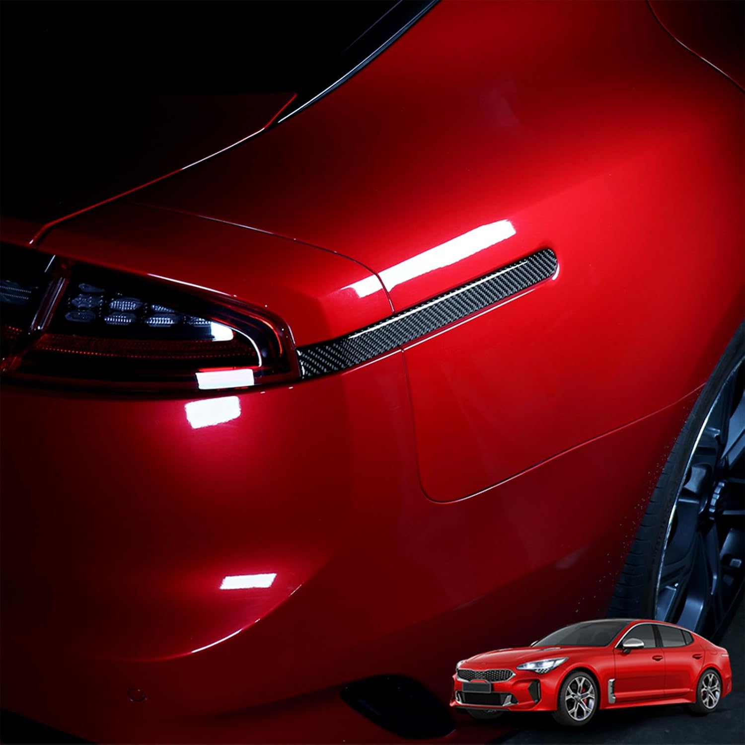 2PCS Real Carbon Fiber Tail Light Trim Covers Compatible with Kia Stinger 2018-2023 Accessories