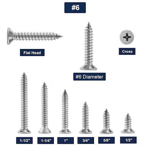 #6 x 1" Wood Screw 100Pcs 18-8 Stainless Steel Screws Flat Head Phillips Fast - Image 3