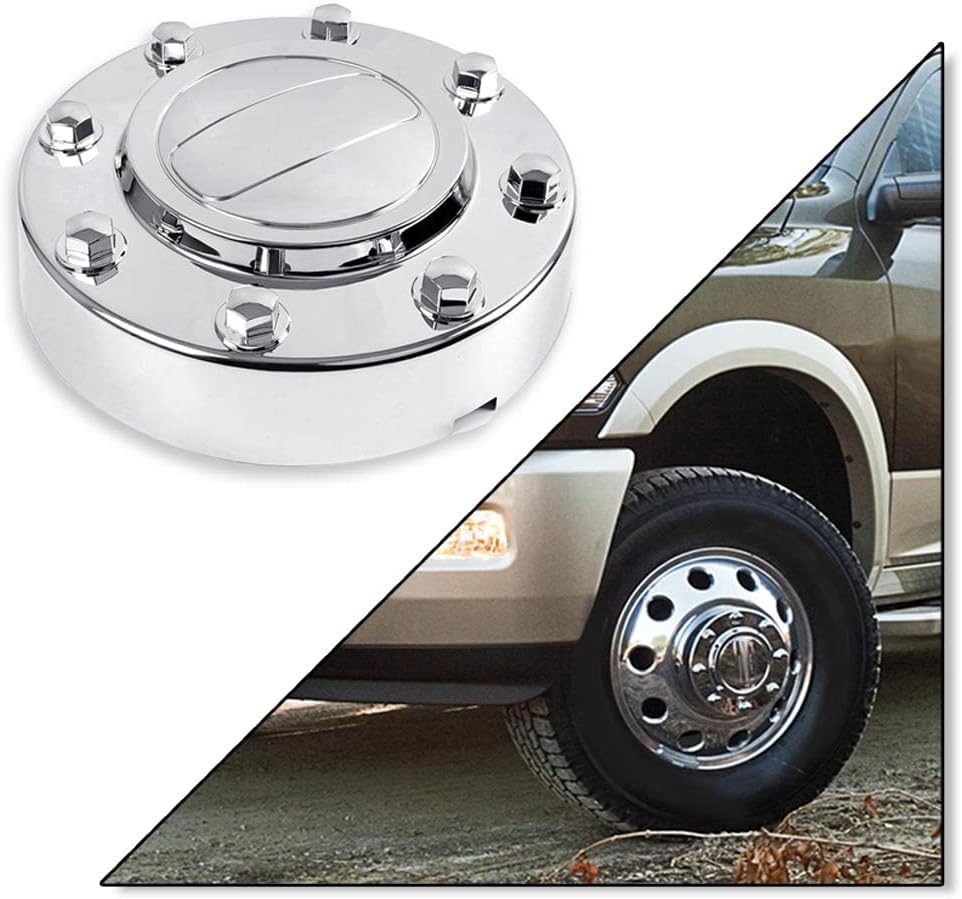 ALLGOOD Front Alloy Wheel Center Caps, Fit Dodge Ram 3500 2011-2016 1-TON Dually, Front Chrome Hub Caps, 1PCS