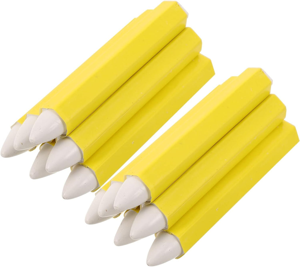 Happyyami 12pcs Tire Paint Pens for Auto Repair White Waterproof Wax Tire Marking Pencils with Smooth Marking and Nonslip Grip Yellow Plastic Anti-slip Barrel