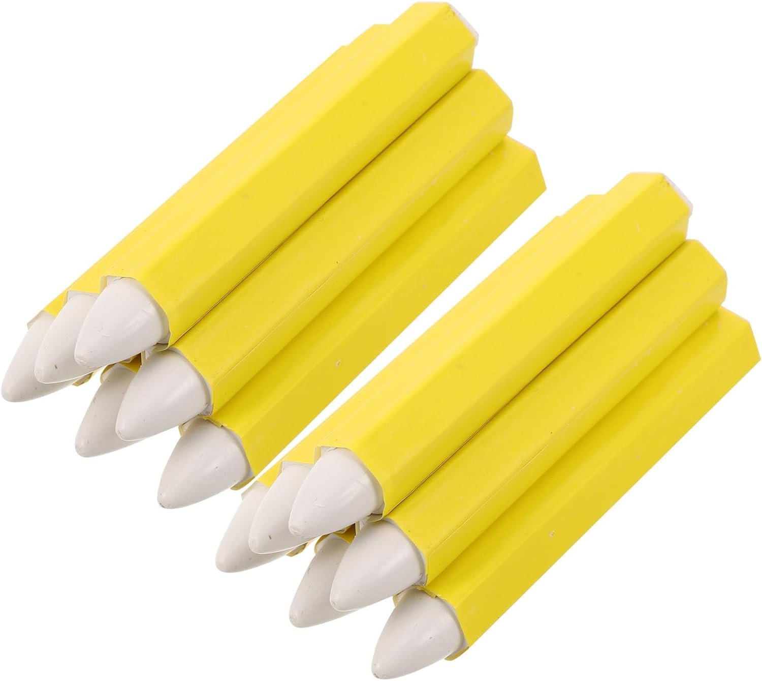 Happyyami 12pcs Tire Paint Pens for Auto Repair White Waterproof Wax Tire Marking Pencils with Smooth Marking and Nonslip Grip Yellow Plastic Anti-slip Barrel