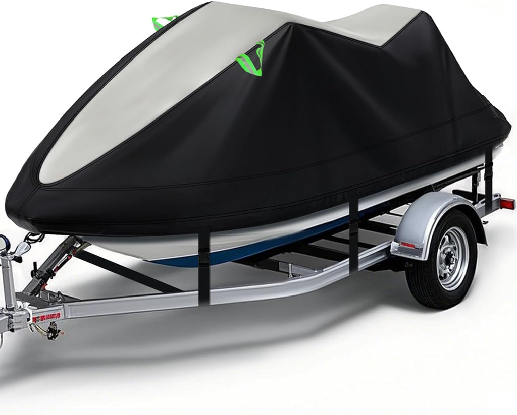 XYZCTEM Jet Ski Cover 3 Seater Waterproof for Yamaha, Seadoo Bombardier GTX, Kawasaki, Honda, UV Resistant Trailerable PWC Cover with Reflective Handles, Fit for 3 Seater Length 126'' to 135''