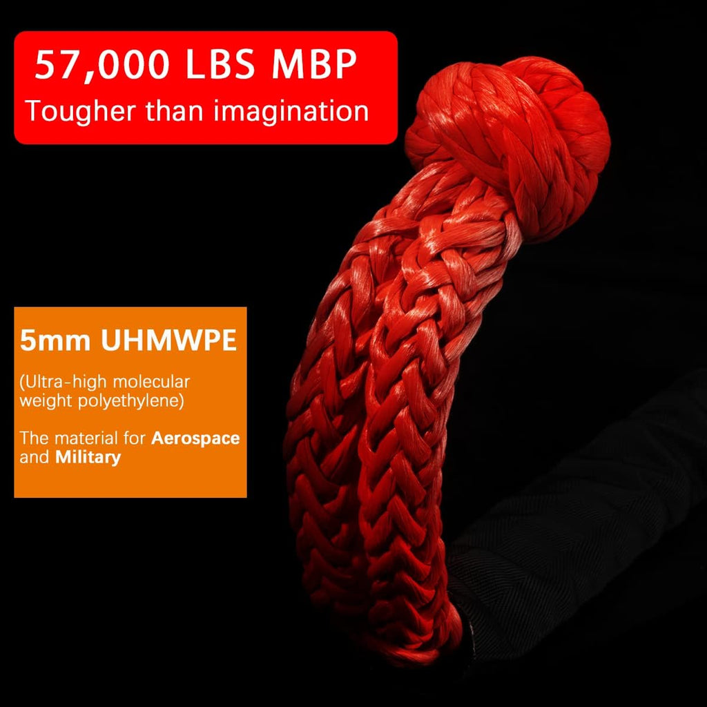 Soft Shackle 1/2" X 22 Inch (57,000LBS) Breaking Strength, Synthetic Road Recovery Rope for Sailing SUV ATV 4X4 Truck Jeep 2 Pack -Safer Than Metal Shackle