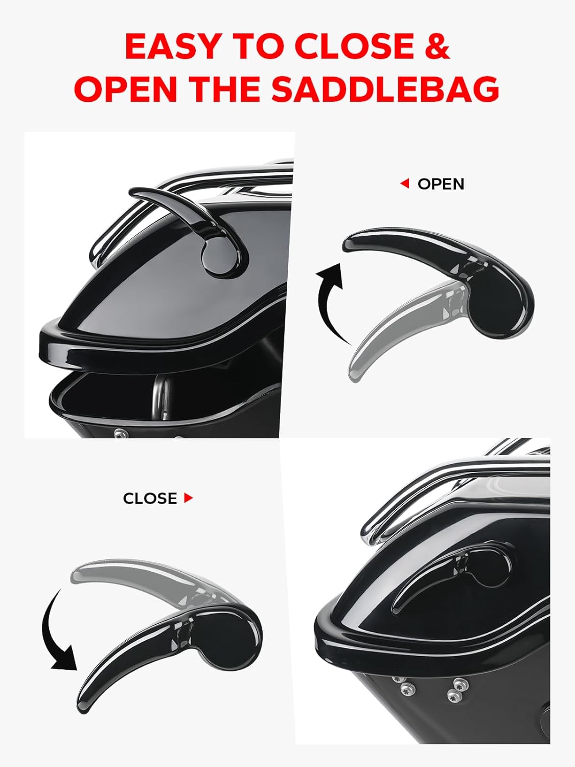 Amazicha Saddlebag Latch Kit Stainless Steel Saddle Bag Lifter Gloss Black fit for Harley Davidson Touring Street Glide Electra Glide Road King Road Glide Ultra Limited FLHR FLHT FLHX FLHTK 2014-2024