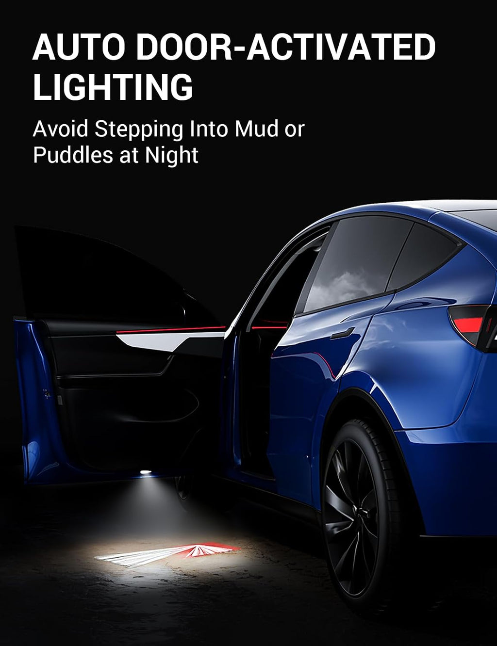 Motrobe 4PCS Puddle Lights for Tesla Model Y Juniper 2025 2026 Model 3 Highland 2024-2026 4K HD Ultra-Bright Light Carpet Door Projector Lights No Error Code Never Fade Tesla Accessories