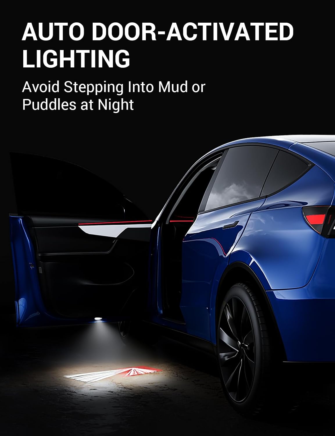 Motrobe 4PCS Puddle Lights for Tesla Model Y Juniper 2025 2026 Model 3 Highland 2024-2026 4K HD Ultra-Bright Light Carpet Door Projector Lights No Error Code Never Fade Tesla Accessories