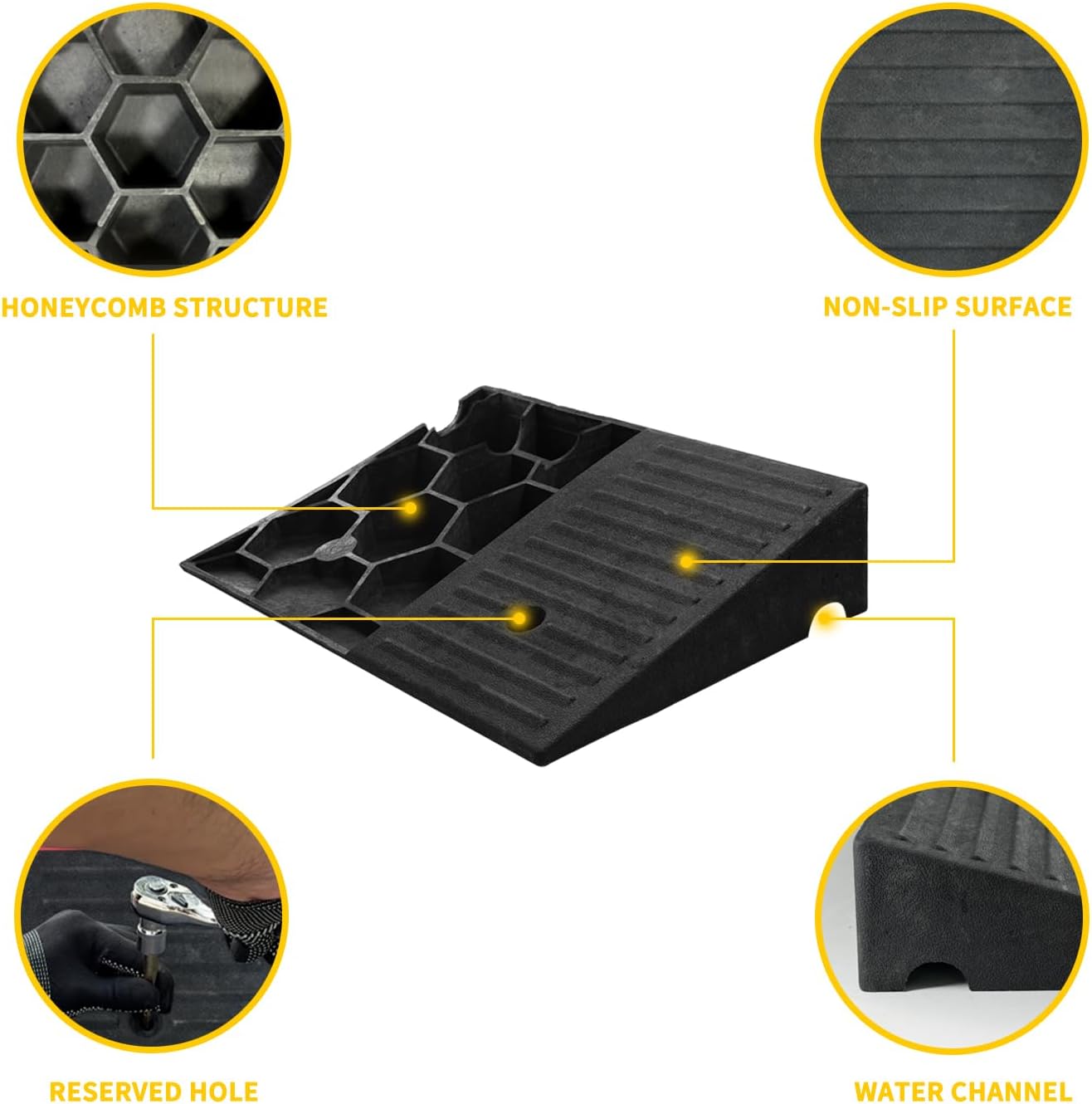 Rubber Curb Ramps for Driveway Curb Ramps for Sidewalks Door Ramps for Thresholds Heavy Duty 2 Pack 4 inch Rise Ramps for Wheelchairs Shed Ramp for Riding Mower 7000lbs Powersport Loading