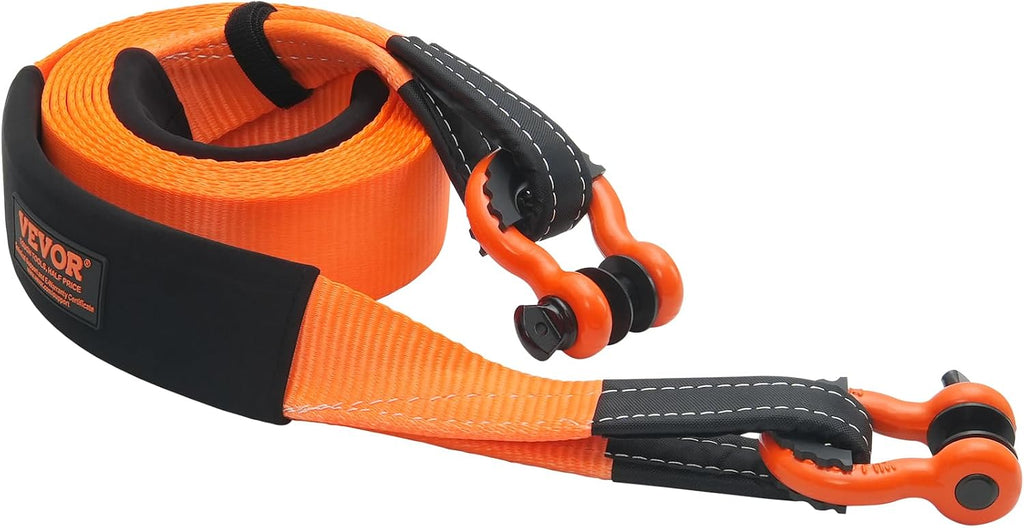 VEVOR Heavy Duty Tow Strap Recovery Kit 3" x 20 ft (MBS-36,000 lbs) Tree Saver Winch Strap, Triple Reinforced Loop & Protective Sleeves & Storage Bag, 3/4" D-Ring Shackles, for Truck Jeep SUV ATV
