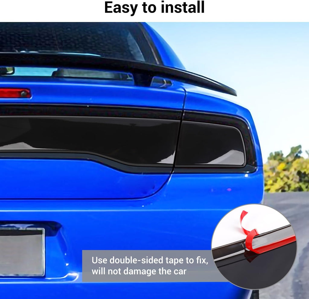 Hoolcar Tail Light Lamp Cover Guard Trim Bezel Frame Decor Exterior Accessories Compatible with 2011-2014 Dodge Charger, Smoked Black