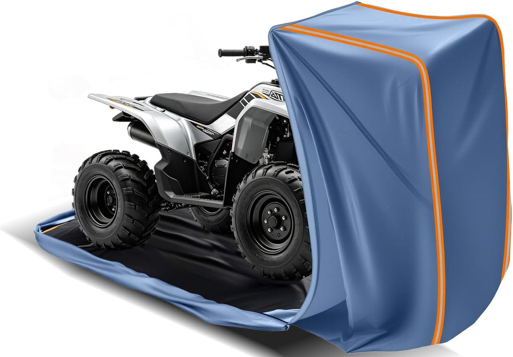 Full Enclosed ATV Cover Waterproof Outdoor Heavy Duty 4 Wheeler Cover All Season Weather Proof Quad Cover with Reflective Strips Fits ATV Length up to 84" Windproof Sunproof Dustproof