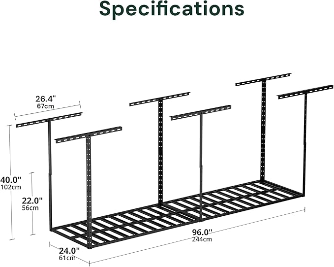 SunsGrove 2x8 Garage Storage Overhead Rack Organization, Adjustable Ceiling - Image 3