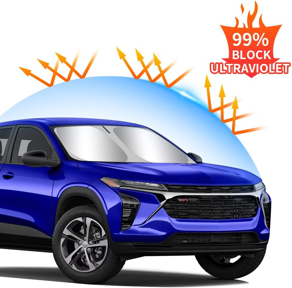Car Sun Shade for Chevrolet Chevy Trax 2026 2025 2024 2023 2022 2021 2020 2019 2018 2017 2016 2015 Auto Interior Accessories Windshield Sunshade Foldable Protector Window Curtains Cover Visor