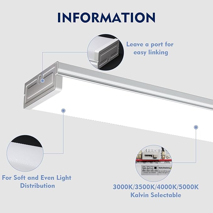 3PK 8FT LED Shop Light, Led Garage Ceiling Lights, LED Workbench Light，LED - Image 2