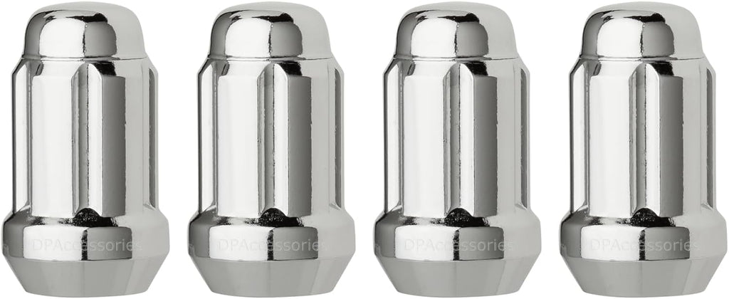 DPAccessories Chrome M12x1.25 Lug Nuts for Aftermarket Wheels - Closed End Spline Tuner - 34mm (1.35") Tall - Pack of 4 - LCS3A5HC2CH04004