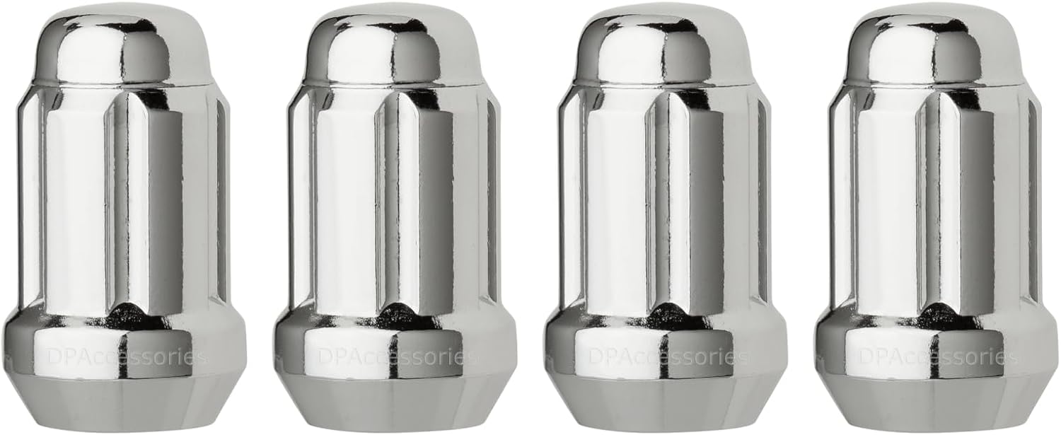 DPAccessories Chrome M12x1.25 Lug Nuts for Aftermarket Wheels - Closed End Spline Tuner - 34mm (1.35") Tall - Pack of 4 - LCS3A5HC2CH04004