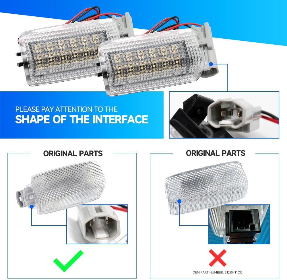 2Pcs LED Courtesy Door Light for Toyota 4Runner Camry Prius Tundra Sienna Avalon Lexus IS ES GS LS RX GX LX Powered by High Power SMD Xenon White LED Error Free