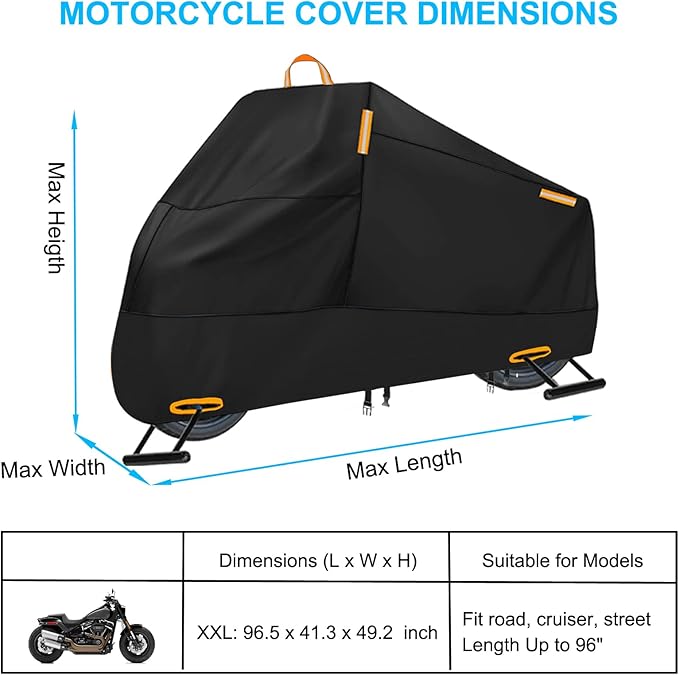 Motorcycle Cover Waterproof Outdoor, 300D Heavy Duty Motorcycle Cover - Image 7