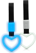 2 Pcs Heart Shaped Car Handle Strap – Drift Charm Rear Bumper Warning Ring Decor for Car Interior Exterior, Subway Bus Handle Accessory, Cute Heart Car Decor Gift for Women & Men (Luminous Blue)