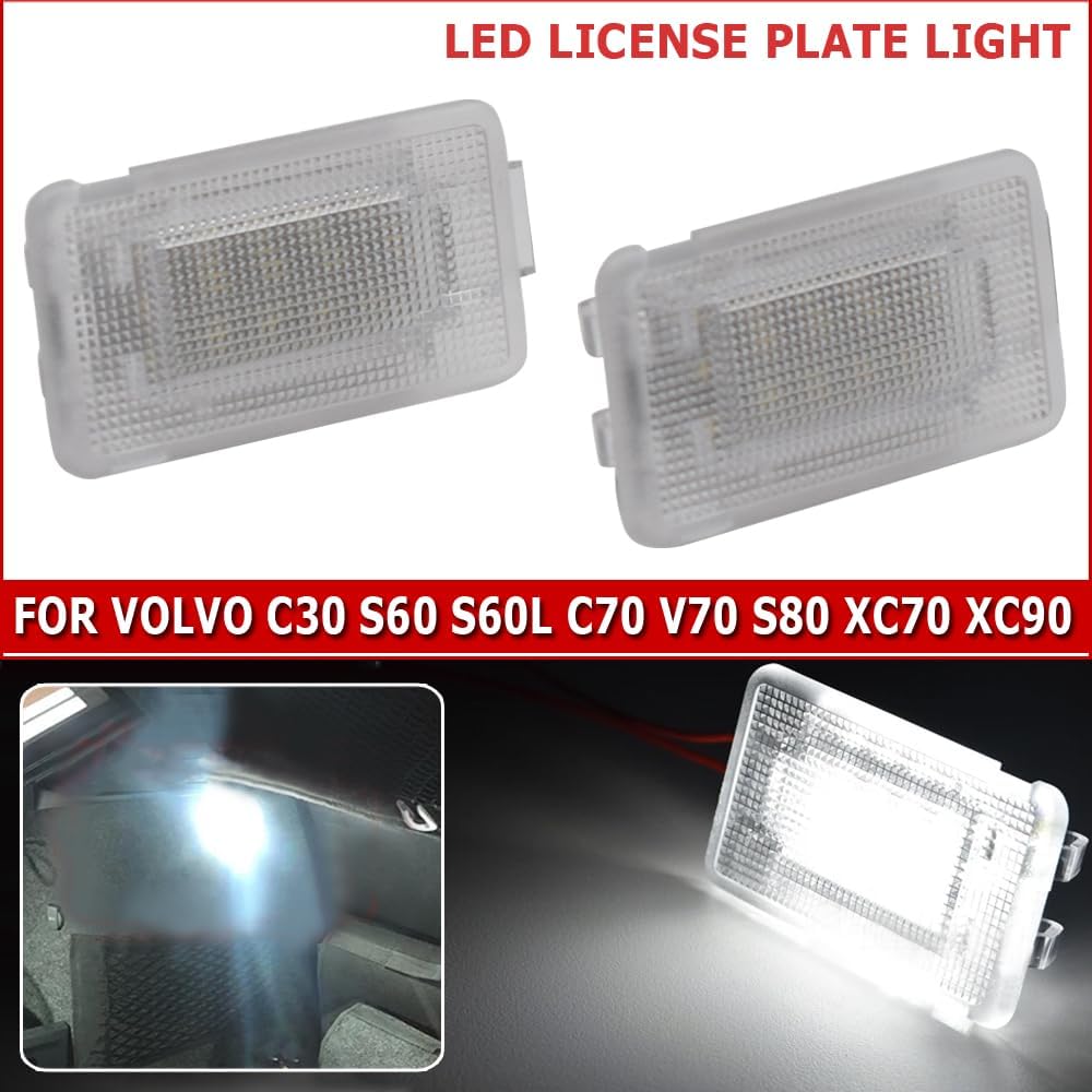 AJHLJ® 2Pcs Canbus Led Luggage Compartment Trunk Boot Light Courtesy Footwell Interior Lamp For Volvo C30 S60 S60L C70 V70 S80 XC70 XC90