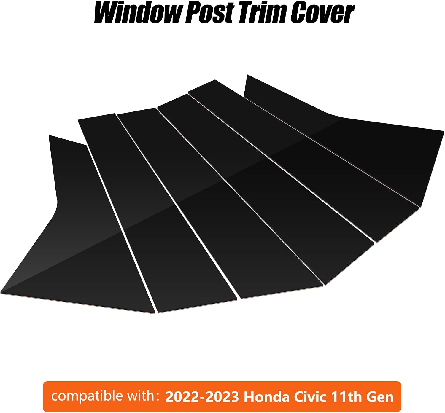 BASIKER Fit for 11th Gen Honda Civic Sedan 2022-2025 Pillar Post Trim Kit, Door Window B Pillar Glossy Black Cover, Strong Toughness PC Material