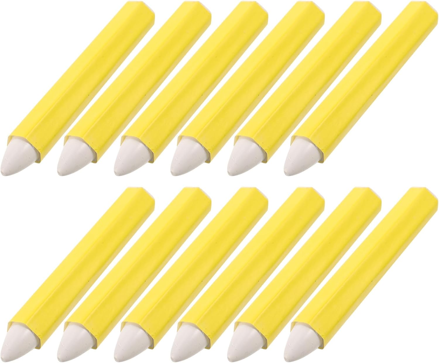 12pcs Yellow Tire Marker Pens Waterproof Wax and Anti-slip Barrel for Smooth Marking, for Auto Repair and Logistics Work