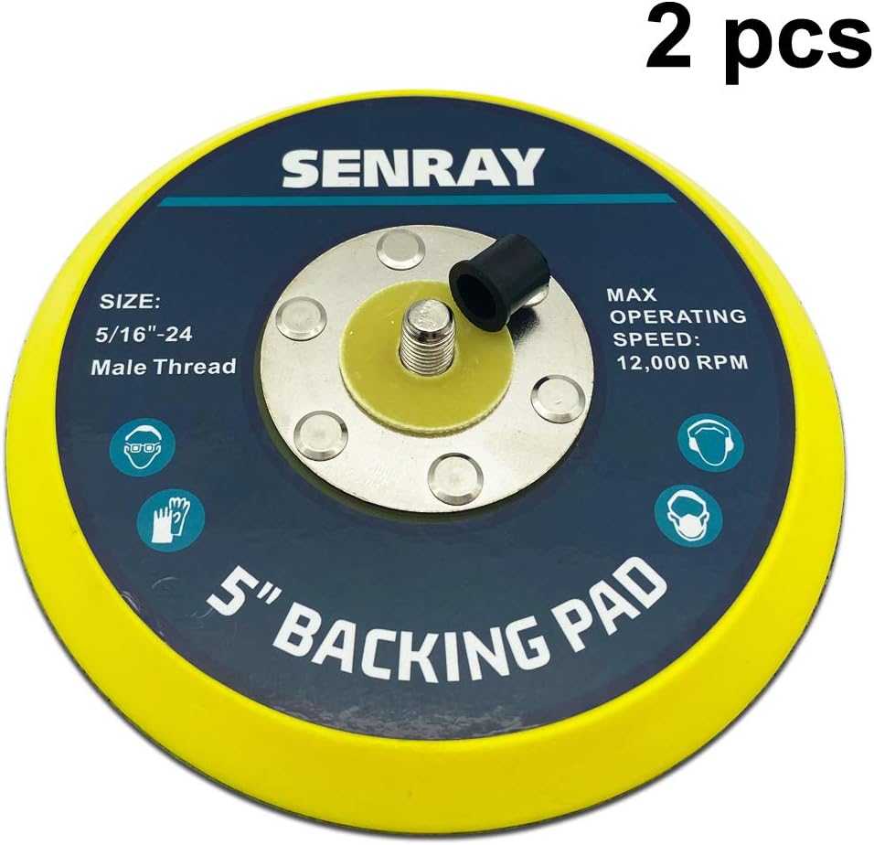 5 Inch Dual-Action Hook & Loop Molded Urethane Flexible Backing Plate for Random Orbital Sander Car Polisher - 2 PCS Set