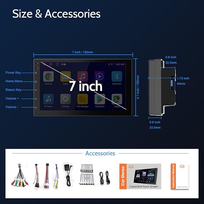 7 Inch Double Din carplay Screen, - Image 7