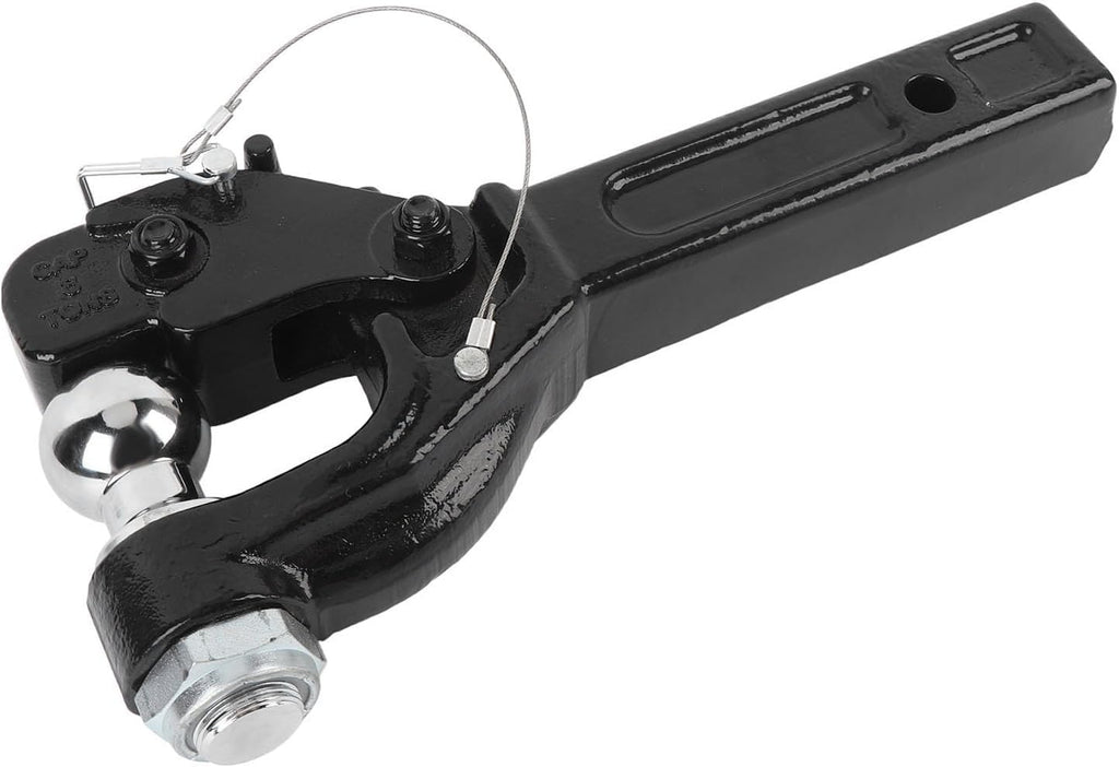 Generic Pintle Hook with 2 Inch Trailer Ball Heavy Duty 16000lbs Towing Capacity Receiver Mount Combination Hitch for Trucks SUVs RVs Black Steel