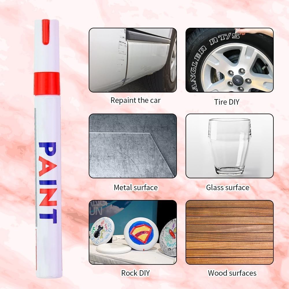 Waterproof Tire Paint Pen, Non-Fading Tire Paint Pen, Premium Tire Marker Pens for Car Motorcycle Tire Lettering (6Pcs-A)