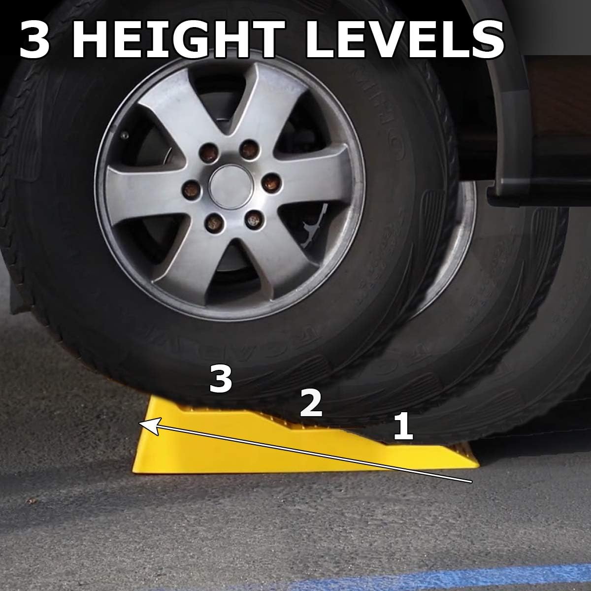 VaygWay RV Leveling Ramps– Automotive Camper Trailer Leveler Wheel Chock – Stabilizing Uneven Ground and Parking – 2 Pk Yellow Auto Blocks for Trailer Car SUV