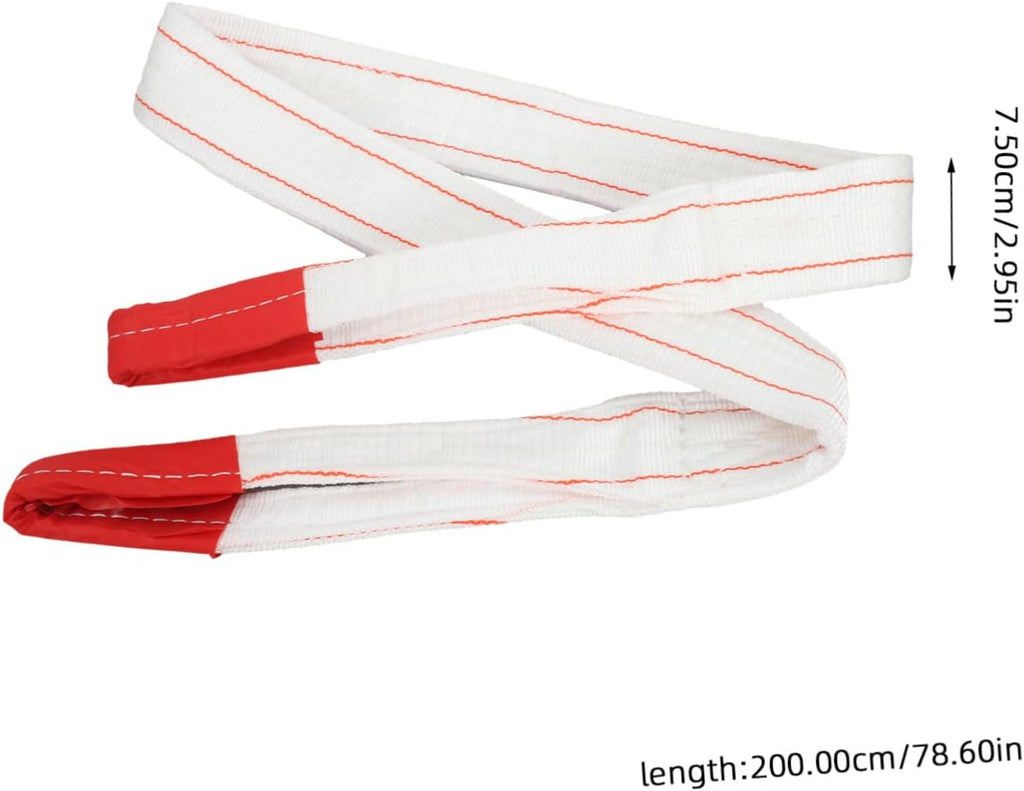 Lifting Sling Strap with High Strength Flat Webbing Heavy Duty White and Made from Wear-Resistant Fabrics for Industrial Use Suitable for Crane, Vehicle Recovery Towing